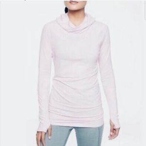 Athleta Pink Essance Hooded Cowl Neck Long Sleeve Tunic Top Women’s Large